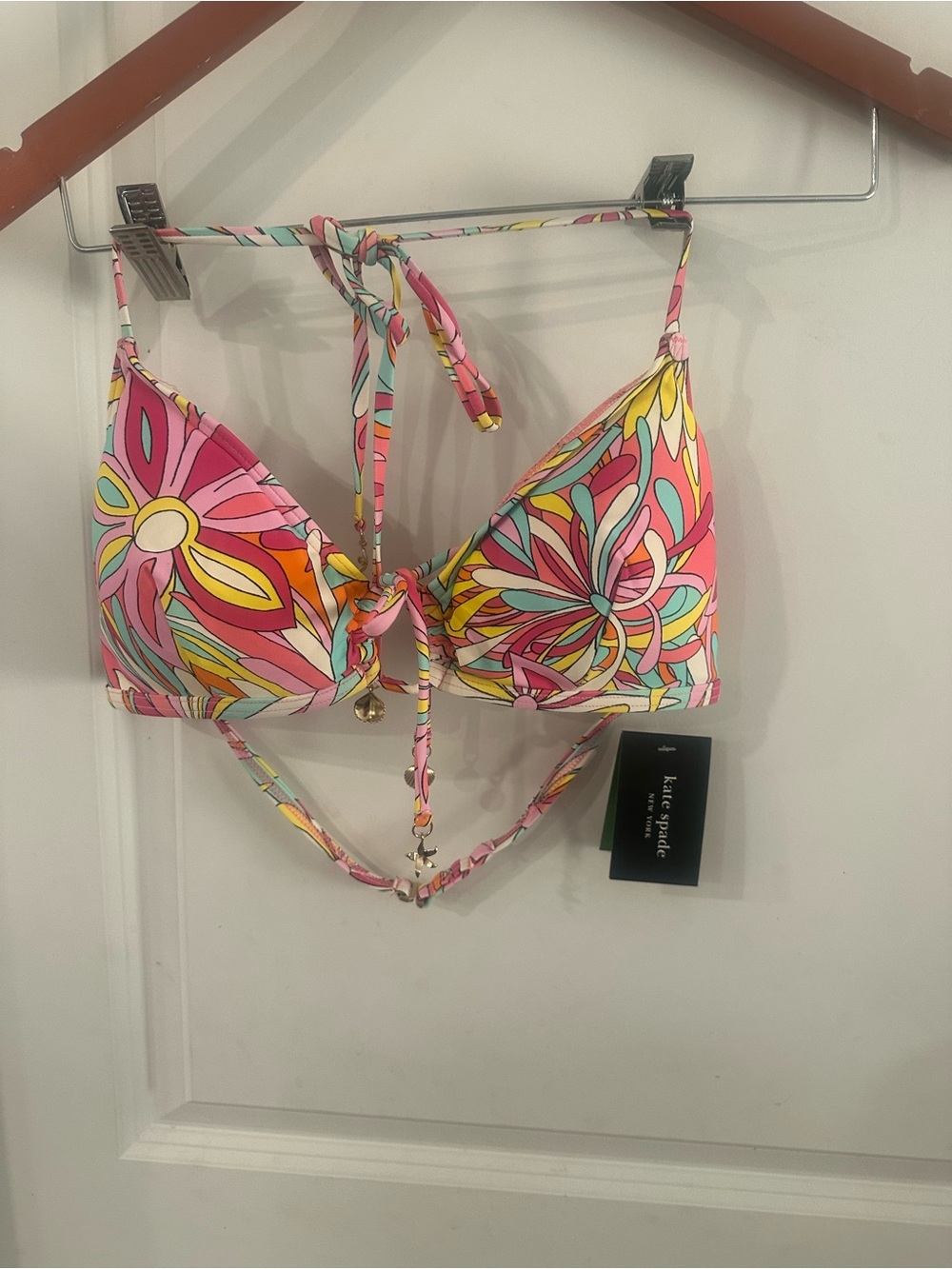 kate spade Pink Floral Print Triangle Bikini Top - Picture 1 of 1
